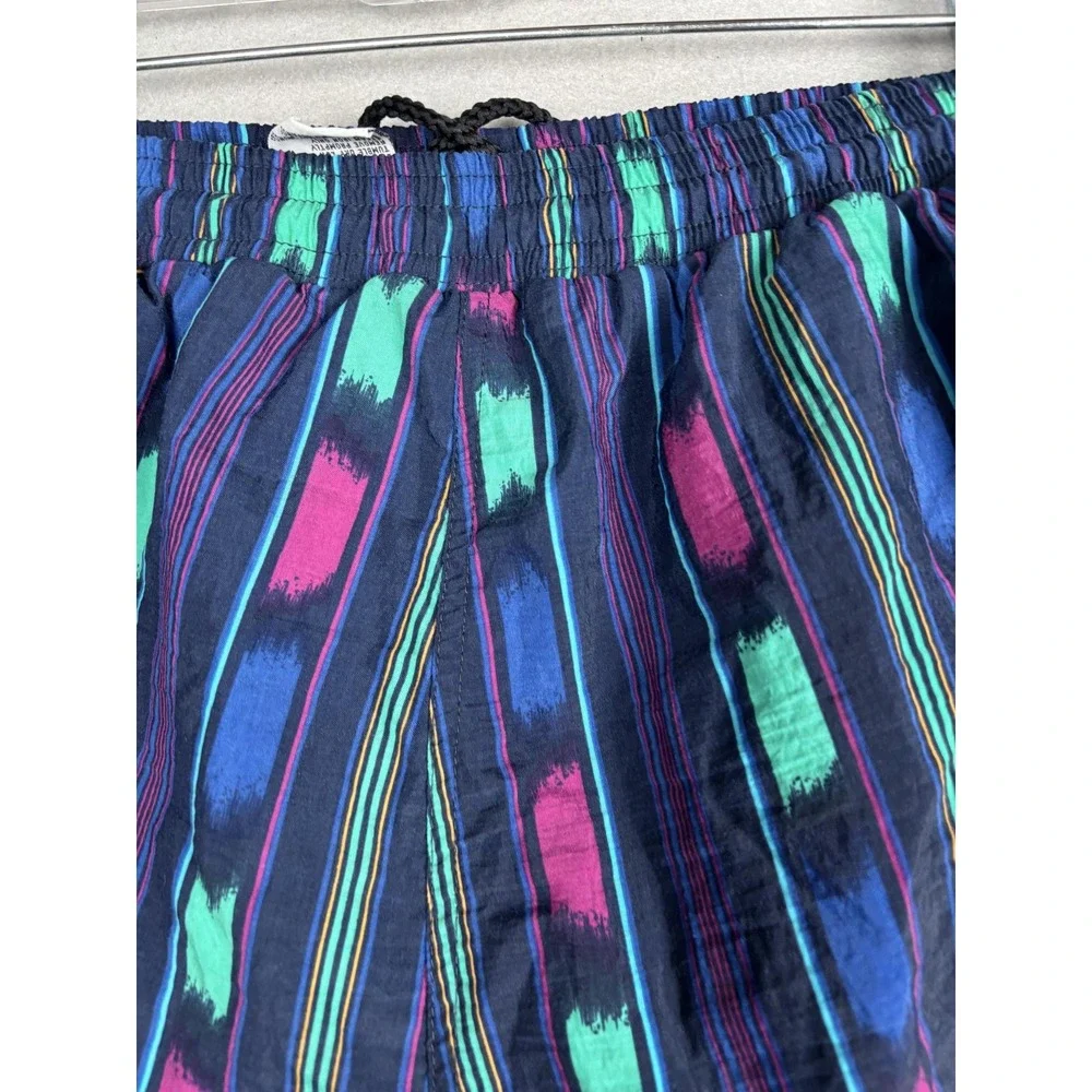 Pacific Scene Swim Trunks Mens Large Blue Multicolor Nylon Mesh Lined Drawstring